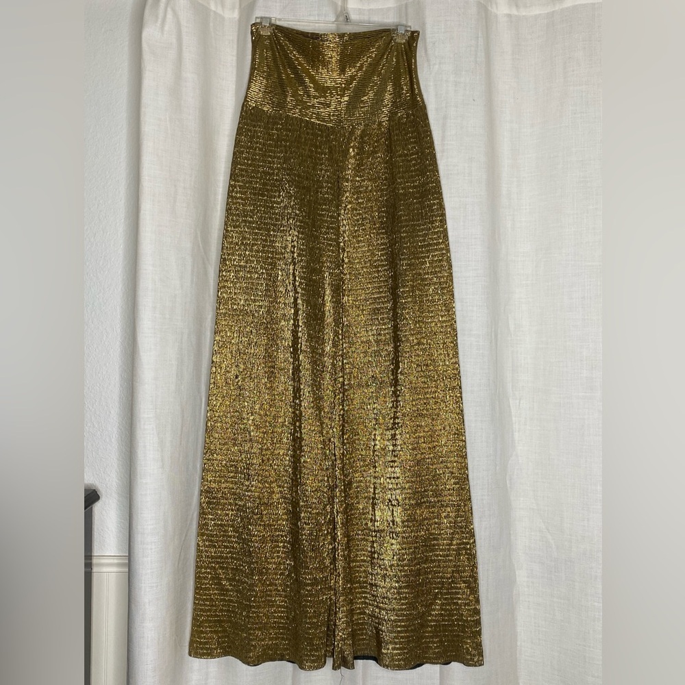 Elegant Gold Women's Wide-leg Pants